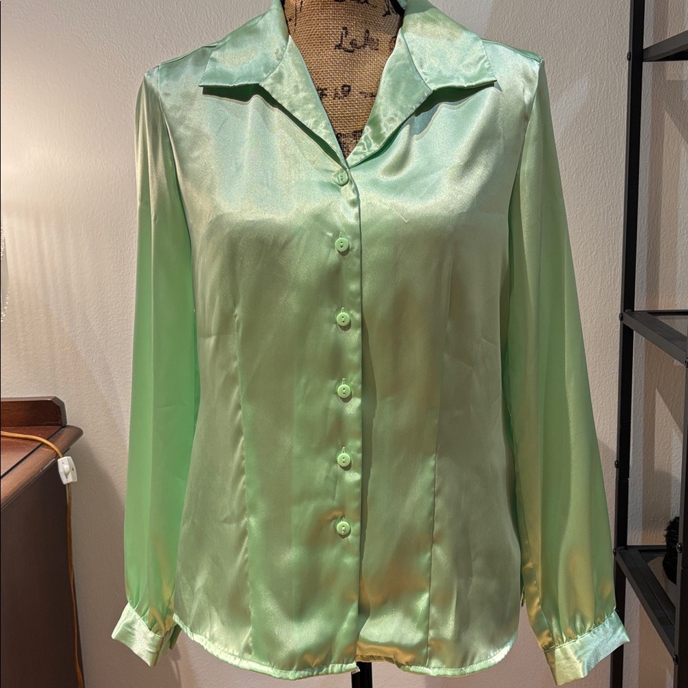 Shimmering Green Satin Blouse